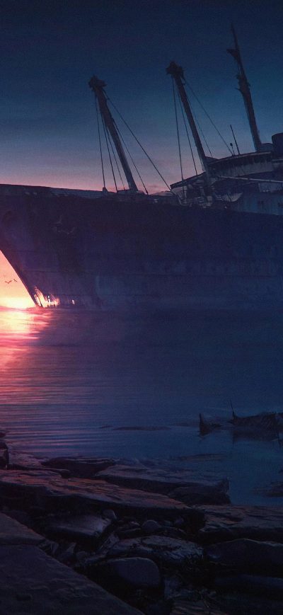 Fond d'écran iPhone Abandoned Ship 4k