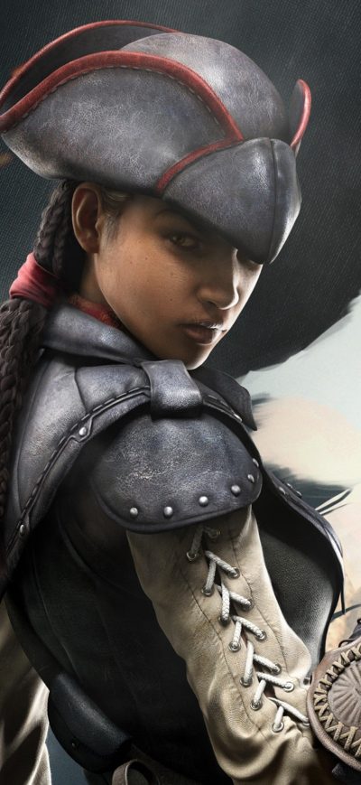 Fond d'écran Black Assassins Creed Character 4k sur iPhone
