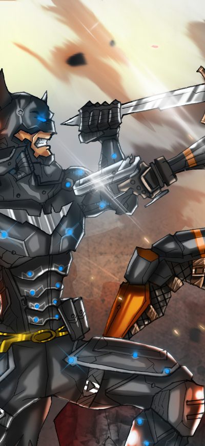 Fond d'écran iPhone Batman Vs Deathstroke Dc Fight 5k