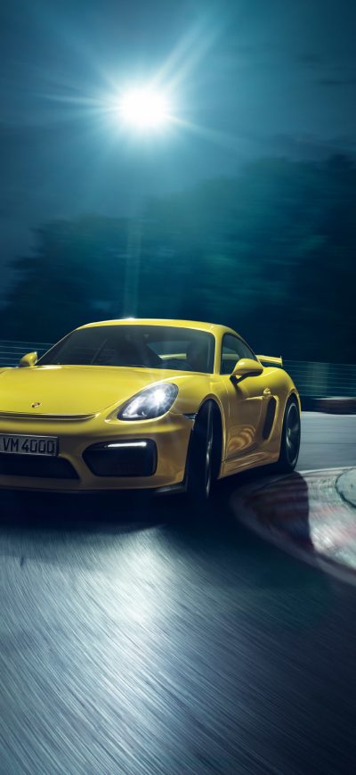 Fond d'écran iPhone Porsche Cayman GT4 Yellow