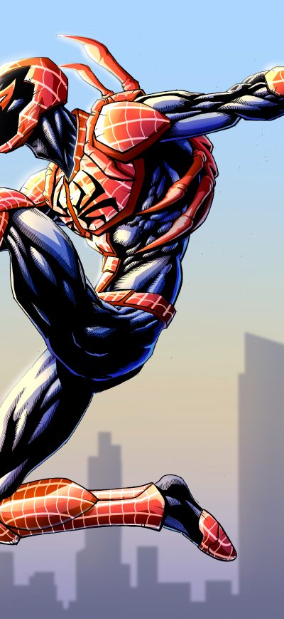 Fond d'écran iPhone Red Spiderman Bluebeetle Artwork