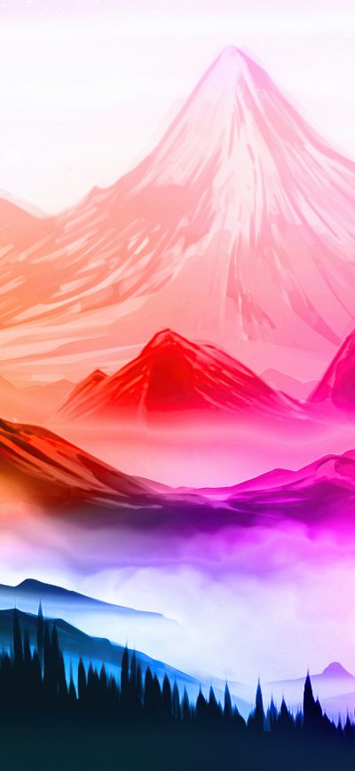 Fond d'écran iPhone Colorful Nature Mountains Landscape Digital Art 5k