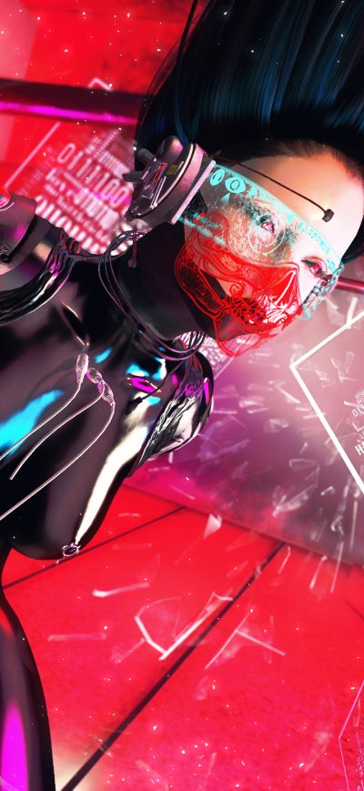 Fond d'écran iPhone Cyberpunk Digital Girl 4k