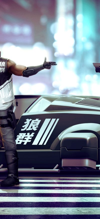 Fond d'écran iPhone Cyberpunk Gunner 5k
