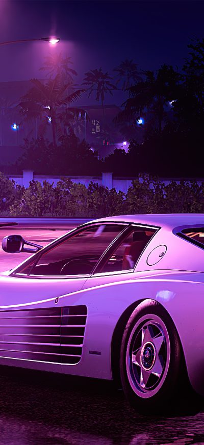 Fond d'écran iPhone Ferrari Testarossa Synthwave Art 4k