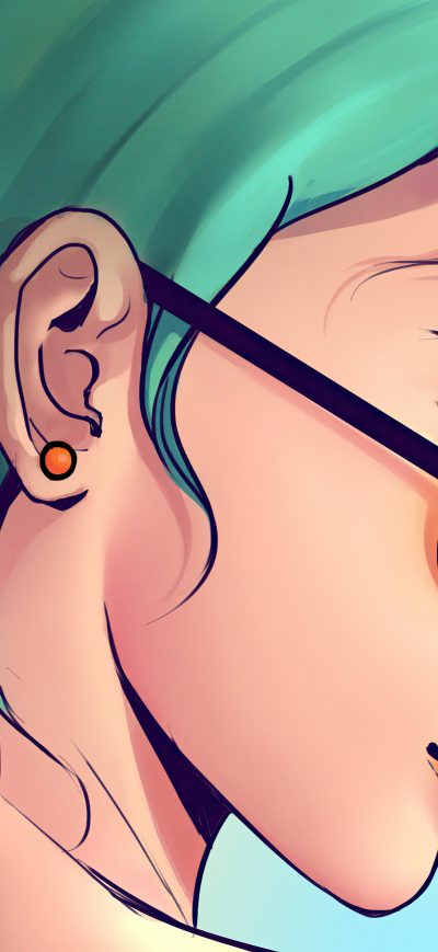 Fond d'écran iPhone Girl Green Hairs Sun Glasses Illustration 5k
