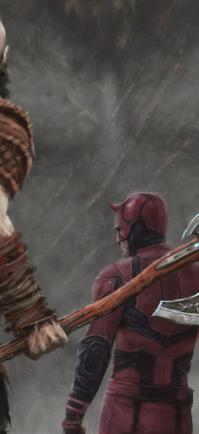 Fond d'écran iPhone Kratos Dare Devil And King Kong Crossover 4k