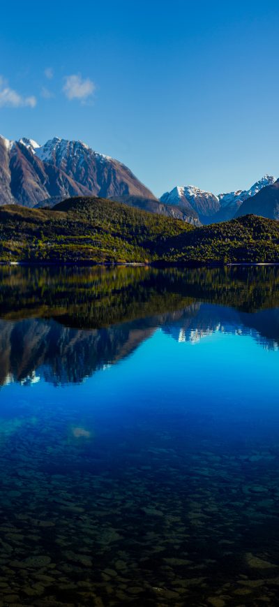 Fond d'écran iPhone Lake Mountains Reflection Snow 4k