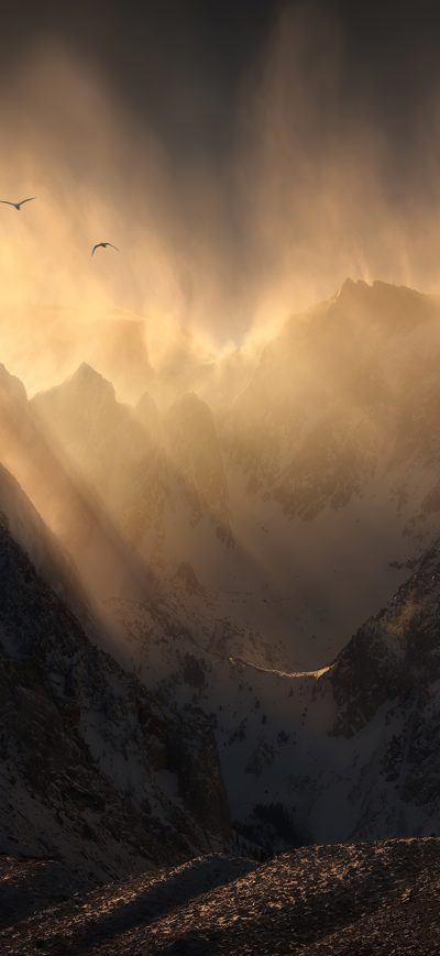 Fond d'écran iPhone Snow Mountains Sierra California 4k