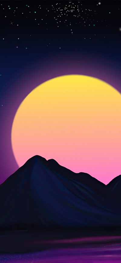 Fond d'écran iPhone Retrowave Sunset 5k