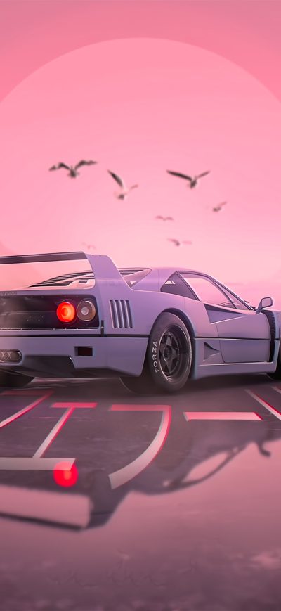 Fond d'écran iPhone Retrowave Car 4k