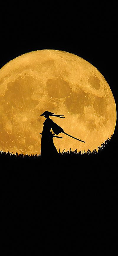 Fond d'écran Samurai Dark Night Minimal 4k sur iPhone
