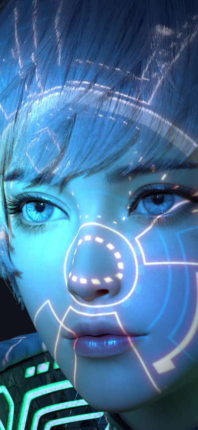 Fond d'écran iPhone Scifi Girl Hologram Mask