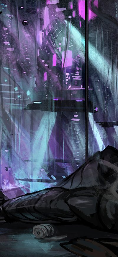 Fond d'écran iPhone Warrior Scifi Neon Rain City Cyberpunk 4k