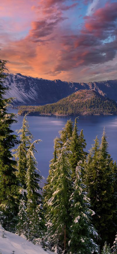 Fond d'écran iPhone Winter Snow Trees Mountains Landscape Hdr 4k