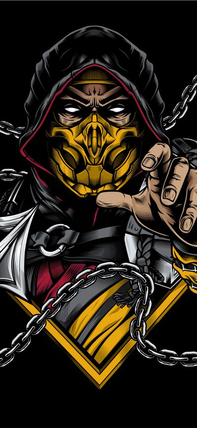 Fond d'écran iPhone Scorpion Sub Zero Mortal Kombat Minimal 4k