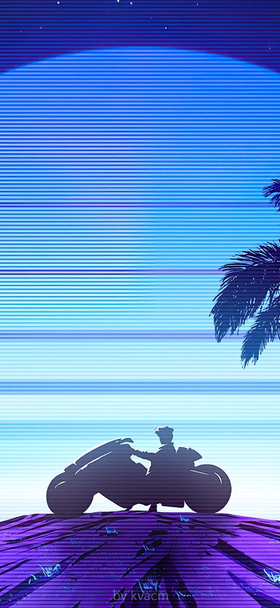 Fond d'écran iPhone Riding To Synthwave Beach