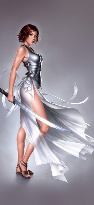 Fond d'écran iPhone Warrior Girl Fantasy Art 4k