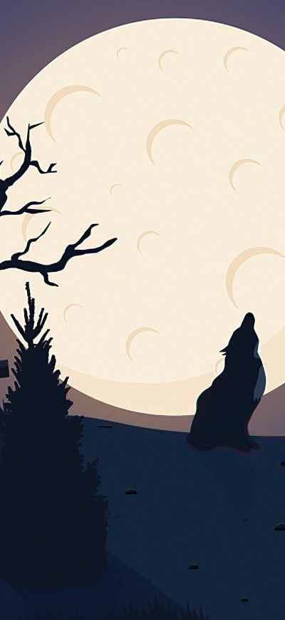Fond d'écran iPhone Howling Nights Wolf 5k