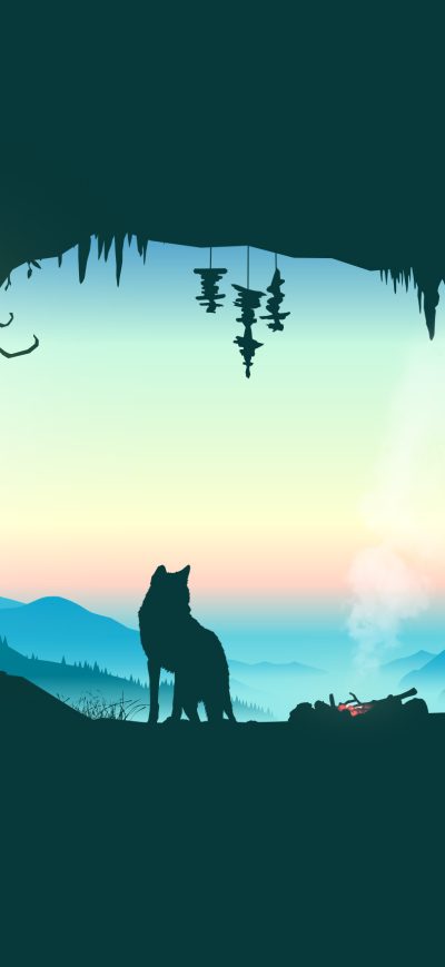 Fond d'écran iPhone Wolf Cave Vector