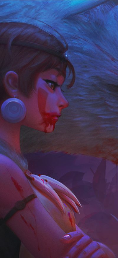 Fond d'écran iPhone Warrior Girl With Wolf