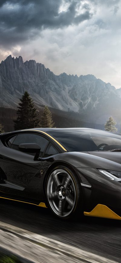 Fond d'écran Black Lamborghini Aventador 4k 2018 sur iPhone