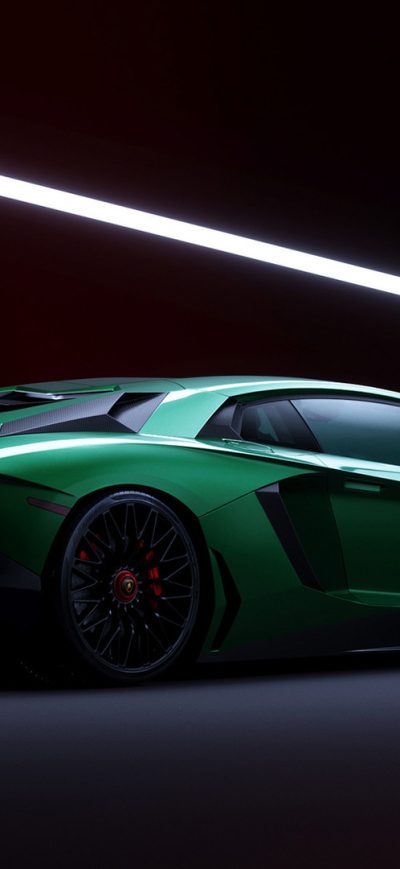 Fond d'écran Green Lamborghini Aventador Cgi sur iPhone