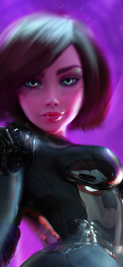 Fond d'écran iPhone Alita Battle Angel Neon Night 4k