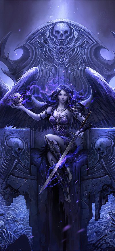 Fond d'écran iPhone Black Angel Sitting On Throne 4k