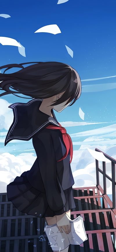 Fond d'écran iPhone Anime Girl Sky 4k