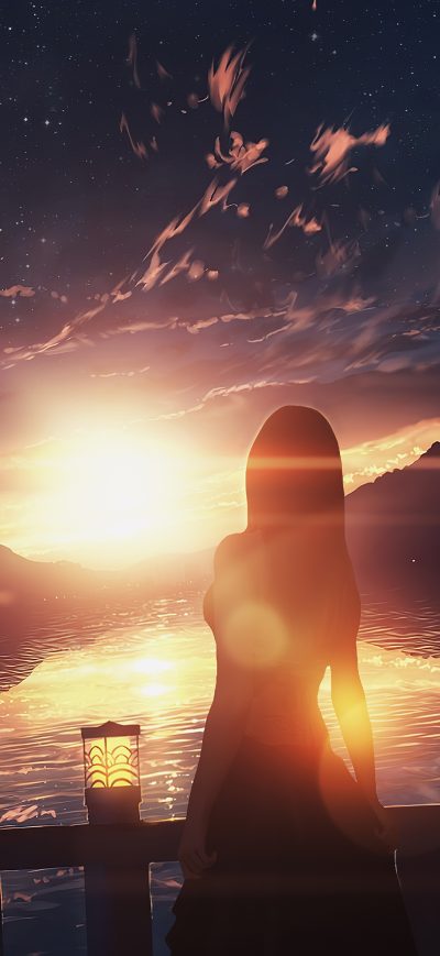 Fond d'écran iPhone Anime Girl Ocean View 4k