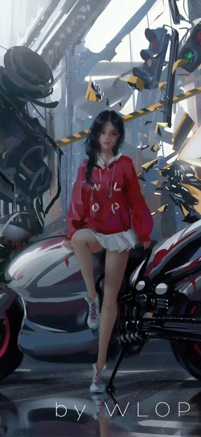 Fond d'écran iPhone Anime Biker Girl 4k