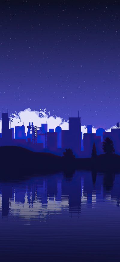 Fond d'écran iPhone Artistic City Vector Blue 4k