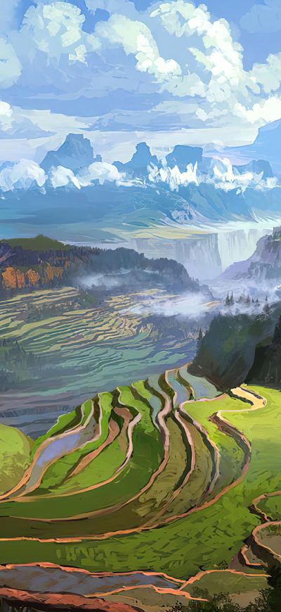 Fond d'écran iPhone Rice Terrace 4k