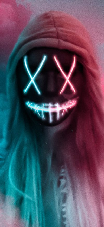 Fond d'écran iPhone Neon Mask Girl Colorful Gas