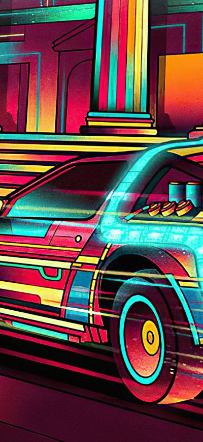 Fond d'écran iPhone Back To The Future Colorful Delorean