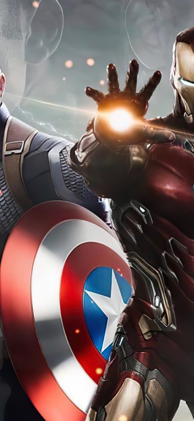Fond d'écran iPhone Captain America Vs Iron Man 4k Artwork
