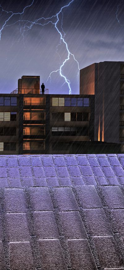 Fond d'écran iPhone Black Cat On Rooftop Lightning 4k