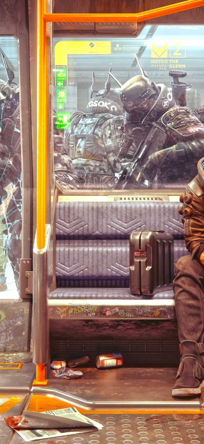 Fond d'écran iPhone Cyberpunk 2077 Train Station 4k