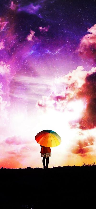 Fond d'écran Anime Girl With Umbrella 4k sur iPhone