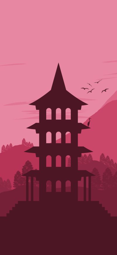 Fond d'écran iPhone Japan Landscape Vector Minimalist 4k
