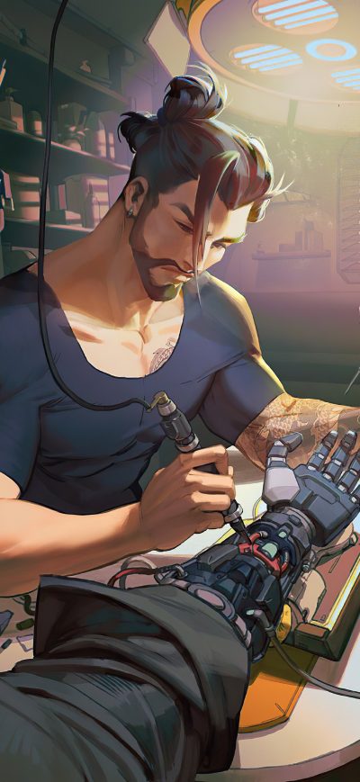 Fond d'écran iPhone Hanzo Overwatch Scifi Arm Fixing 4k