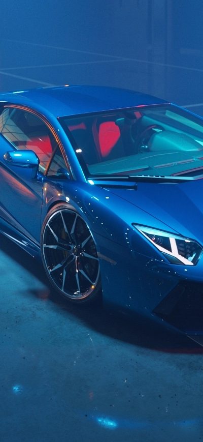 Fond d'écran iPhone Blue Lamborghini Aventador New