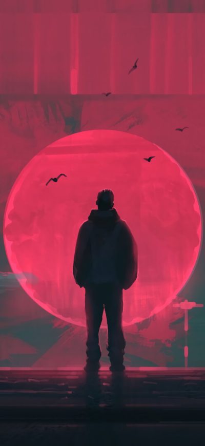 Fond d'écran iPhone The Retrowave Door 4k