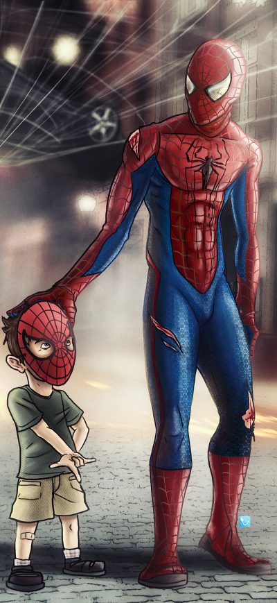 Fond d'écran iPhone Spiderman With Child 4k