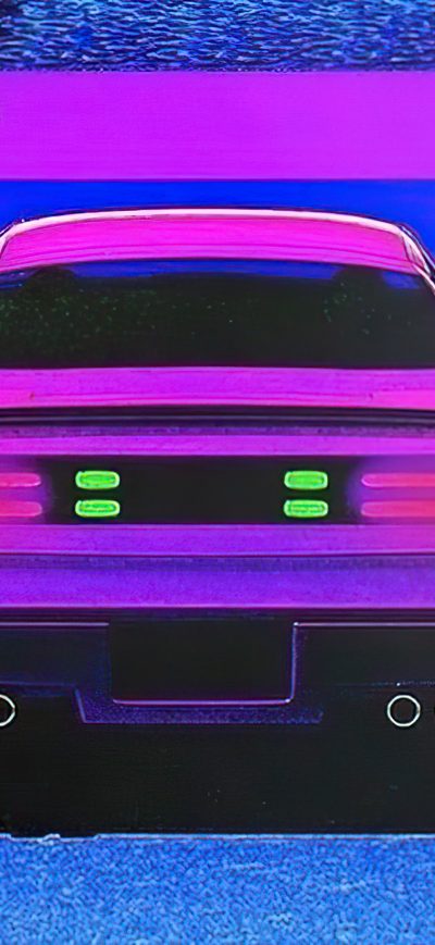 Fond d'écran iPhone Vaporwave Retro Car At Beach 4k