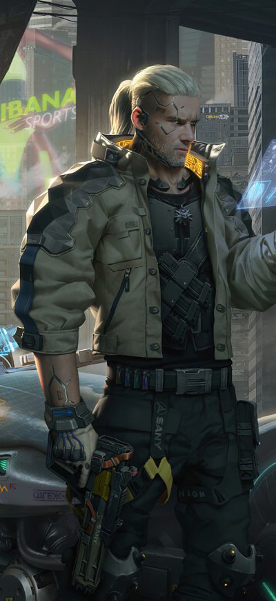Fond d'écran iPhone Witcher Cyberpunk 2077 4k