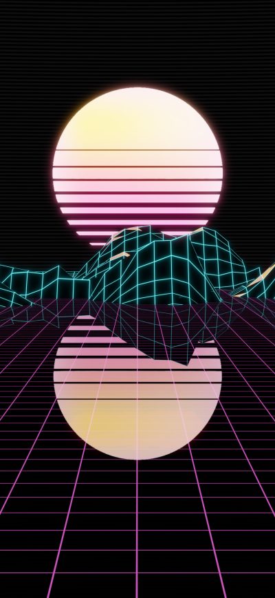 Fond d'écran iPhone Retrowave Minimalist 4k