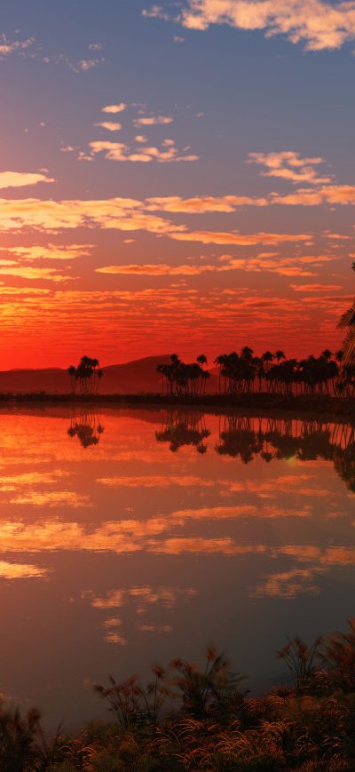 Fond d'écran iPhone Lake Sunset 4k