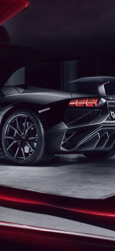 Fond d'écran iPhone Lamborghini Aventador Black Red Wolf 4k